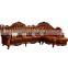European-style leather sofa American solid wood carved villa living room furniture