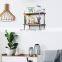 China bedroom kitchen wood iron wall modern mountable display rack shelf units