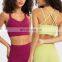 Blank Custom Free Match Ribbed 4 Piece Sexy Straps High Neck Bra Slim Fit Leggings Stretch Yoga Suit Set Women Gym Workout Wear
