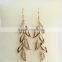 Wholesale gold plated earrings latest design vintage leaf tassel earrings