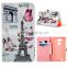 Best selling customized pattern silk printing pu wallet case for HUAWEI Mate7