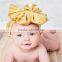 NEW HOT SALE!!15colors for choose Fashion Baby Girls Metallic Messy Big Bow Golden Headbands with Bow