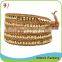 Natural Stone Bead Wrap Bracelet On Coconut Braided Leather With 3 Skull Bead Bracelet