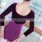 A2024 velvet adult purple leotard dance wholesale long sleeve leotards girls best leotard