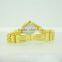 lady luxury crystal design wrist gold metal watch