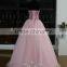 Real Works Customized Pink Crystal Ball Gown Arabic Evening Dress Turkey