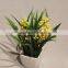 Cheap White Ceramic Potted Artificial Flower Plastic Tiny Yellow Flowers for Sale