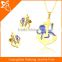 Fashion 2016 Europe and America Gift Stainless steel butterfly Necklace and Earrings Jewelry Set