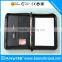 2016 Multi functional Soft A4 Magnetism leather portfolio with ring binders and retractable handle