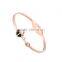 Stainless Steel Heart Lock Cuff Bracelet Rose/Yellow Gold Crystal Bangles