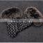 Hot Women Lady Dot Leather Gloves Autumn Winter Warm Fox Fur Mittens