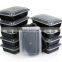 ChefLand Microwavable Food Container With Lid Bento Box, Black, 10-Pack
