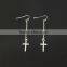 Fashion simple silver stick cross earring for women with silver line