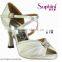 Ankle Strap good quality satin middle heel crystal beads comfortable and fashionable ladies latin salsa dance shoes