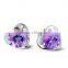 925 sterling silver heart shaped pure amethyst micro insert cheap price earring silver