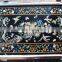 Natural Black Marble Inlaid Coffee Table Tops, Pietre Dure Marble Coffee Table Tops
