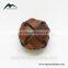 High Quality Round Light Brown Real Leather Chinese Knot Button with Metal Shank for Woman's Garments Coat Sweater