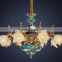 Luxurious Vintage Victorian Style Royal Imperial Blue Porcelain and Crystal Golden Brass Pendant Lamp, Chandelier BF12-05254g