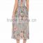 Customized Lady Apparel Floral Printing Cotton Plain-weave Halter Dress(DQM032D)