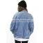 China clothing button down light blue blue oversize women denim jacket