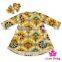 48BQA141 Lovebaby New Fashion Girls Printed Flowers With Bow Headband Kids Dress Casual Frock Designs