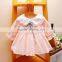 Latest Long Sleeve Cotton Fabric Kids Dress Handmade Baby Crechet Party Dress For Girls