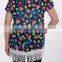 Cheap Wholesale Floral Print no Buttons Sheer Chiffon Ladies Vest With Fringe