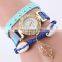 fashion printed leather Bracelet watch golden Quartz watch leather bracelets women leather bracelet watch gifts for her