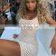 Women's Sling Round Collar Hollow Mesh Gauze Contrasting Wholesale Casual Explosive Slim Dresses