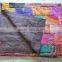 Indian Vintage Quilt Old Patola Indian Silk Sari Kantha Quilted Patchwork Bedspread