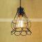 5 Different Shapes Loft Vintage Black Industrial Iron Cage Pendant Light for Restaurant