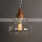 Clear Glass Shell Home Decor Chandelier Nordic Glass Wooden Pendant Lamp