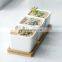 cheap white silk screen printing small square cube geometric ceramic succulent planter manufacturing with bamboo trays