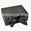 Custom very thin black rectangle shallow magnetic folding gift box