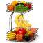 2-Tier Square Countertop Fruit Vegetables Basket Bowl Storage With Banana Hanger