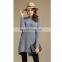 New Design Classic Gray Pure Color Merino wool Cashmere Knitting Long Sweater Women Casual Pullovers