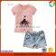 2016 Manufacturer new fashion summer child clothes for girls wear 2 pieces baby clothing set wholesale kids clothes (ulik-GC080)