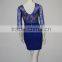 2015 new fashion women tight party dress sexy navy yellow