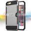 New arrived brushed aluminum hybrid phone armor cover, for iPhone 6G Plus 5.5inch dual layers mobile case with card holder