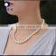 10-11mm high luster round shape white statement necklace of natural fresh water pearl