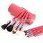 Professional 4 Colors New 12 Pcs Makeup Brush Cosmetic Make Up Brushes Set with Cup Holder Case Kit