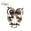 Christmas present mix color hollow alloy owl with crystal brooch jewelry