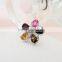 Beautiful flower colorful pear ring . silver rings for woman. sterling silver jewelry ring in rings with tourmaline