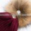 Children knitted hats with raccoon fur pompom cotton knitted hat for baby KZ160088                        
                                                                                Supplier's Choice