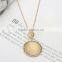 Luxury Moonstone Disc Pendant Chain Necklace Choker Costume Jewelry Accessory For Women