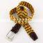 New Produce Hand Made Anderson Style Leather Belt Brown and Yellow Cotton