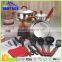 23 pcs silicone handle stainless steel non stick camping cookware kitchen set