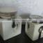 Plain white Ceramic square shape storage jar with handle and spoon