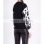 Round Neck Long Sleeves Contrast Colored Bead Embellished Cotton Jersey Sweatshirt(DQE0174T)