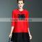Retro pleat Chinoiserie printed ladies large size dress with two buttons